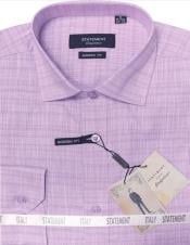  Mens Long Sleeve 100% Cotton Shirt - Light Texture - Lavender