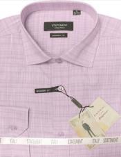  Mens Long Sleeve 100% Cotton Shirt - Light Texture - Pink