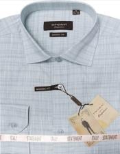  Mens Long Sleeve 100% Cotton Shirt - Light Texture - Turquoise