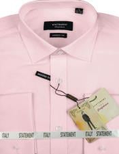  Mens Long Sleeve 100% Cotton Shirt - French Cuff - Pink