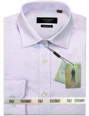  Mens Long Sleeve 100% Cotton Shirt - Pin Dot - Lavender