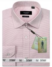  Mens Long Sleeve 100% Cotton Shirt - Pin Dot - Red