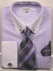  Lavender Pin Collar Dress Shirt With Collar Bar