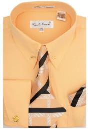  Peach Pin Collar Dress Shirt With Collar Bar