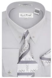  Silver Pin Collar Dress Shirt With Collar Bar