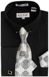  Black Pin Collar Dress Shirt With Collar Bar
