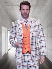  Mens Peak Lapel Modern Fit Suit - Orange