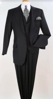  Suit - 1920s Old School Suit - Ticket Pocket Peak Lapel Black Suit