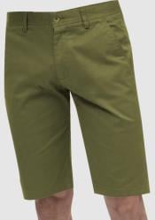  Mens Solid Olive Green Classic Fit Flat Front Shorts