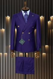  Mens Double Breasted Suit - Purple Suit