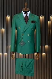  Mens Double Breasted Suit - Emerald Green - Hunter Green Suit