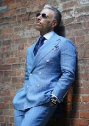  Sky Blue Stripe - Double Breasted Pinstripe Suit