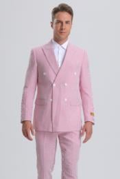  Double Breasted Suit - Seersucker Suit - Pink Summer Suit