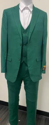  Emerald Green Linen Suit - Green Summer Suit - Vested Suit -