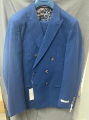  Double Breasted Suit - Seersucker Suit - Blue Summer Suit
