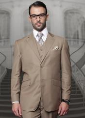  Mens Suits Regular Fit - Wool Suit - Pleated Pants - Bronze