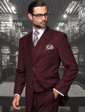  Mens Suits Regular Fit - Wool Suit - Pleated Pants - Burgundy
