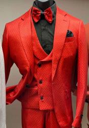  Mens One Button Notch Lapel Red Suit