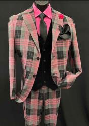  Mens Two Button Peak Lapel Multi-color Suit