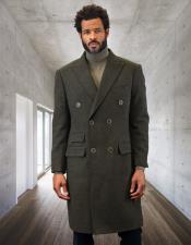  Breasted Olive Overcoat