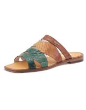  Green Tan Slide Sandal
