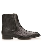  Half Ankle Dress Boot - Belvedere - Roger Genuine Ostrich Quill Chelsa Boot - Black - R55