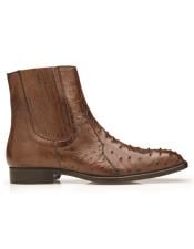  Half Ankle Dress Boot - Belvedere - Roger Genuine Ostrich Quill Chelsea Boot - Antique Brandy - R55
