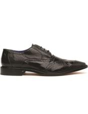  Belvedere Nino Eel and Ostrich Shoes Black
