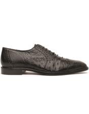  Belvedere Onesto II Ostrich/Crocodile Shoes Black