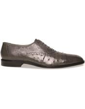  Belvedere Onesto II Ostrich/Crocodile Shoes Gray
