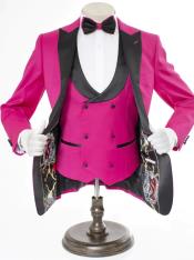  Mens 2 Button Peak Lapel Prom Tuxedo with Double Breasted Vest in