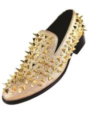  Mens Designer Formal Fashion Slip On Spiked Pattern Loafers