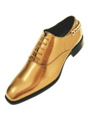  Mens Comfortable Low Heel Classic Lace Up Oxford Dress Shoes Gold