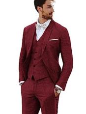  Light Burgundy Big and Tall Linen Suit