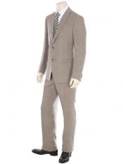  Dark Tan and Taupe Big and Tall Linen Suit
