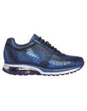  Belvedere Todd Ostrich Leg Sneakers Ocean Blue