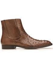  Belvedere Roger Genuine Ostrich Quill Chelsea Boots Ant Brandy