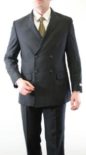  Black Double Breasted Suit - Slim Fitted Suit