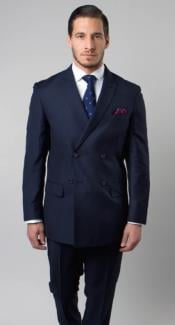  Navy Blue Double Breasted Suit - Slim Fitted Suit