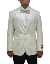  Ivory Dinner Jacket - Ivory Blazer - Cream Paisley Wedding Tuxedo Jacket