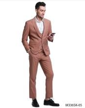  Light Brown Wedding Suit - Coffee Slim Suit