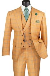  Orange Plaid Suit - Vested Suit - 3 Piece Suits - Peak