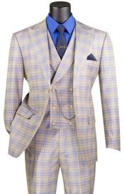  Blue Plaid Suit - Vested Suit - 3 Piece Suits - Peak