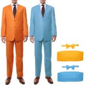  Orange and Sky Blue Suit