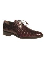  Mezlan Burgundy Crocodile Shoes Oxford Lace-up