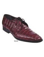  Mens Burgundy Wine Crocodile Shoes Plain Toe
