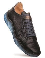  Mezlan Mens Crocodile Sneakers Blue Designer Fashion Sneaker