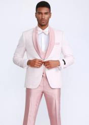  Pink Shawl Tuxedo With Fancy Pattern Four Piece Set