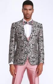  Rose Tuxedo With Floral Pattern Four Piece Set