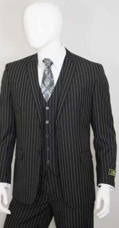   Black and White Striped Suit